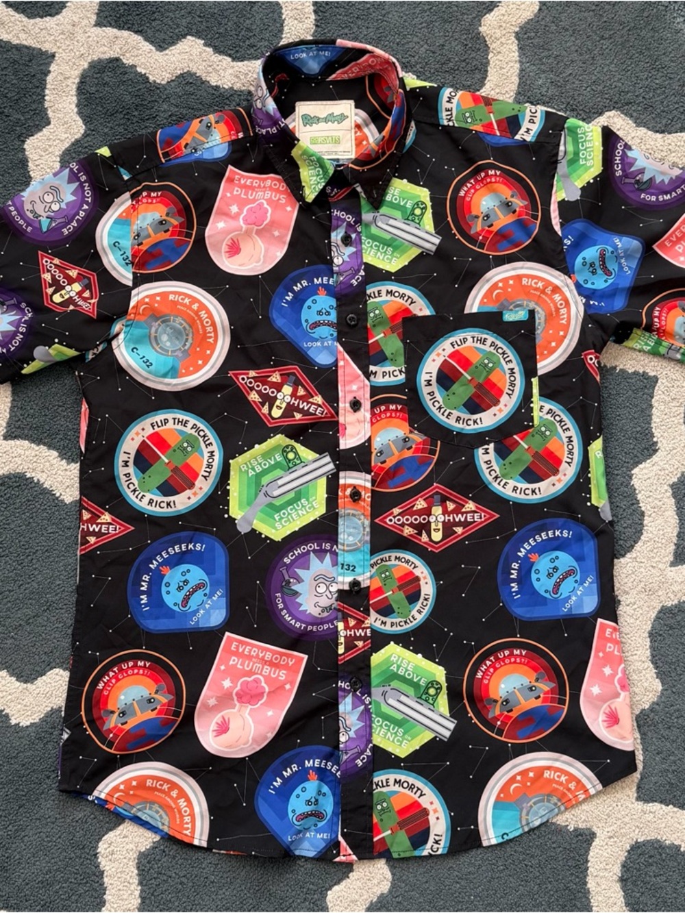 RSVLTS Rick And Morty Men's Medium Touricks Attraction Kunuflex Button Down